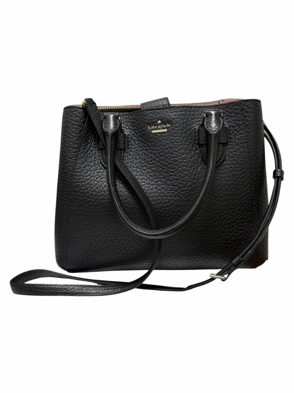 Kate Spade Pebbled Black Leather Satchel Handbag